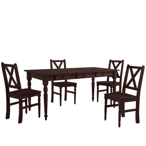 Set 4 tmavohnedých drevených jedálenských stoličiek so stolom Støraa Normann, 160 x 80 cm
