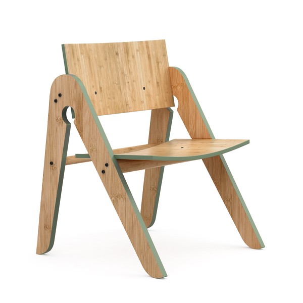 Detská stolička z bambusu Moso so zelenými detailmi We Do Wood Lilly 's